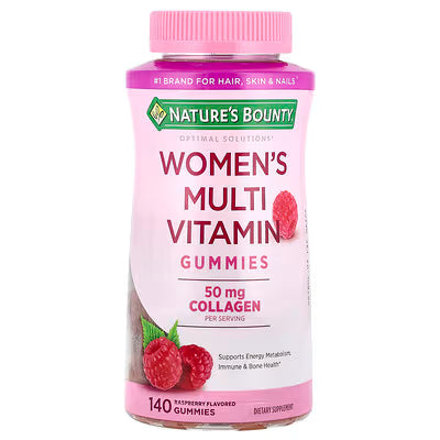 Optimal Solut Multi Women Gummies by Pasteur Pharmacy, colorful dietary supplement gummies for women's daily health.