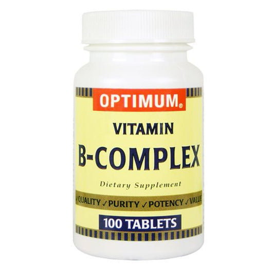 Optimum Vitamin B Complex dietary supplement tablet from Pasteur Pharmacy, a daily B vitamin supplement for energy support.