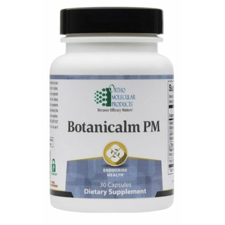 Ortho Molecular Botanicalm PM capsules, dietary supplement with 30 capsules for restful sleep and relaxation.