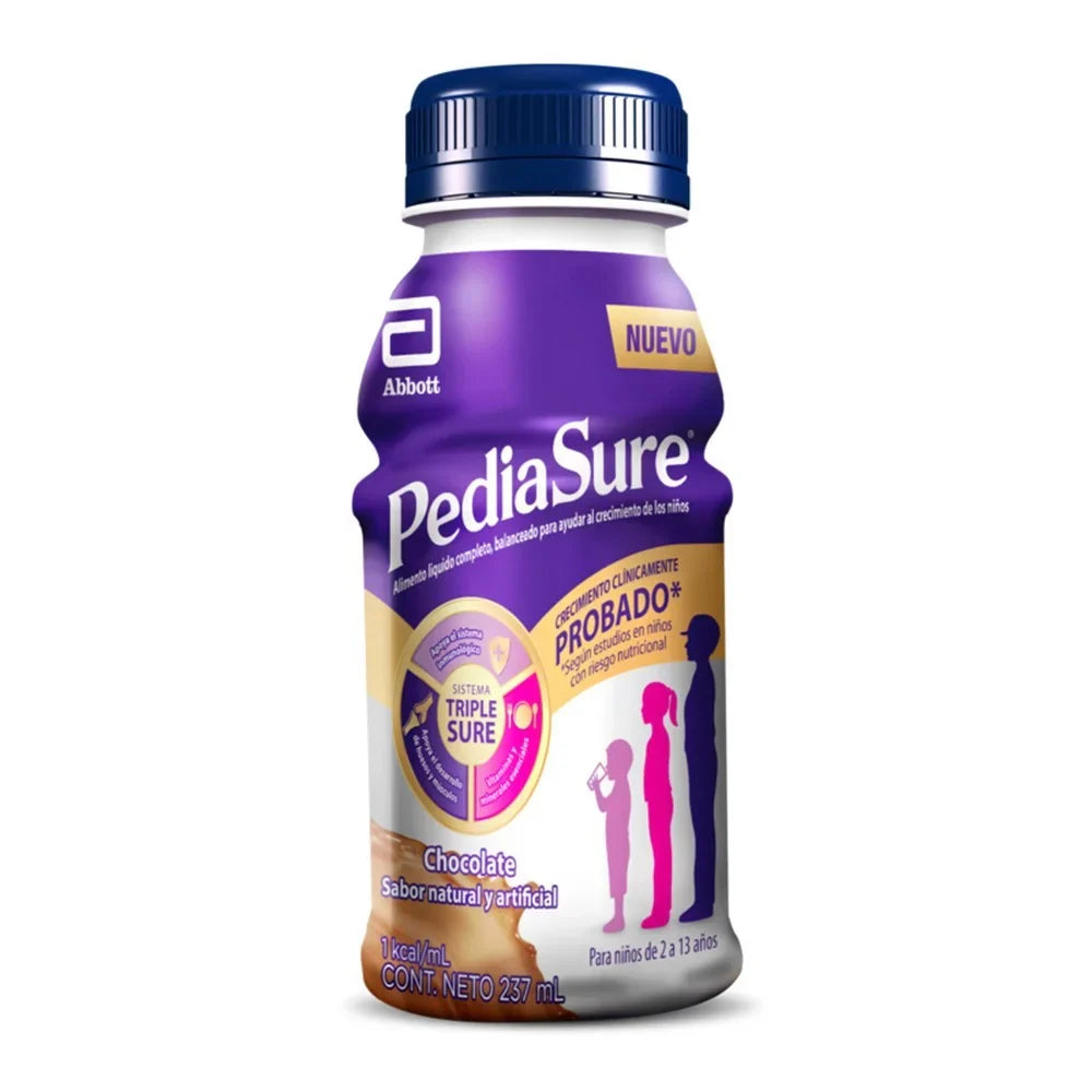 Box of 24 Pediasure MRI Chocolate 237ml nutritional supplement bottles from Pasteur Pharmacy, suitable for children's vitamins and nutrition.