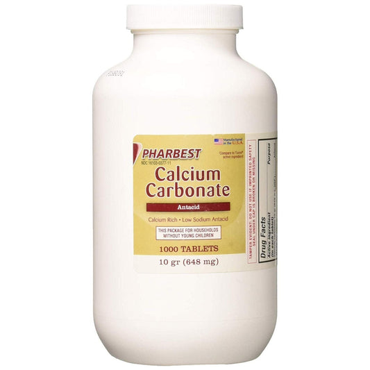 Pharbest Calcium Carbonate antacid and supplement tablets in blister pack, part of vitamins and supplements from Pasteur Pharmacy