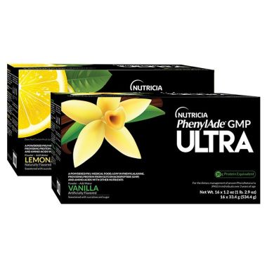 Phenylade GMP Ultra Vanilla Powder PKU Formula in 1.2 oz pouches, case of 16, vitamin and supplement for dietary management