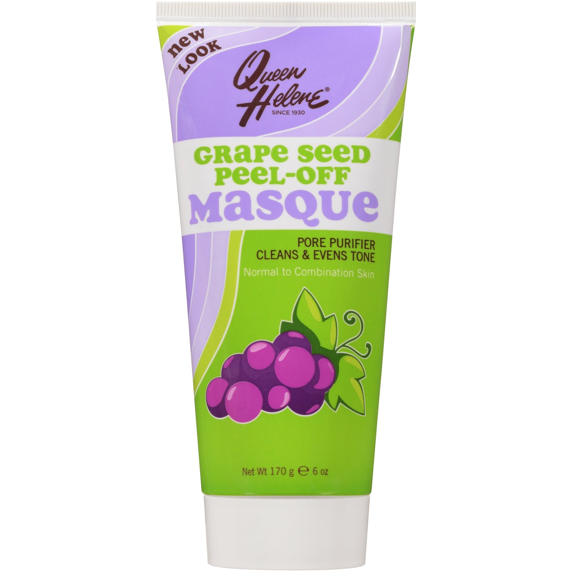 Queen Helene Grape Seed Peel Off Masque in a 6 oz tube, a skincare product from Pasteur Pharmacy for facial cleansing.