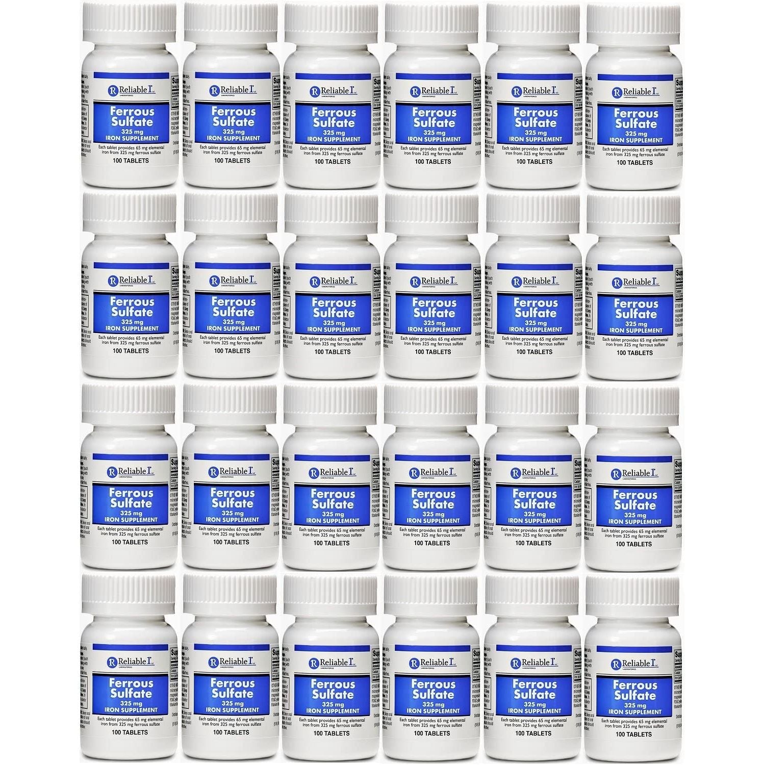 Reliable-1 Laboratories Ferrous Sulfate 325 mg iron supplement in 100 tablets, Vitamin & Supplement by Pasteur Pharmacy.