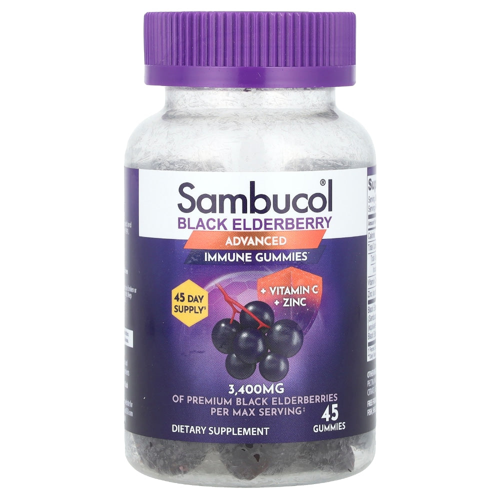 Sambucol Black Elderberry Immune Gummies by Pasteur Pharmacy, advanced formula vitamins and supplements for immune support.