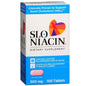 Bottle of Slo Niacin 500 mg tablets from Pasteur Pharmacy, dietary supplement for healthy cholesterol support.