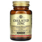 Solgar Chelated Zinc 22 mg supplement in a bottle of 100 tablets, designed to support immune health and zinc absorption.