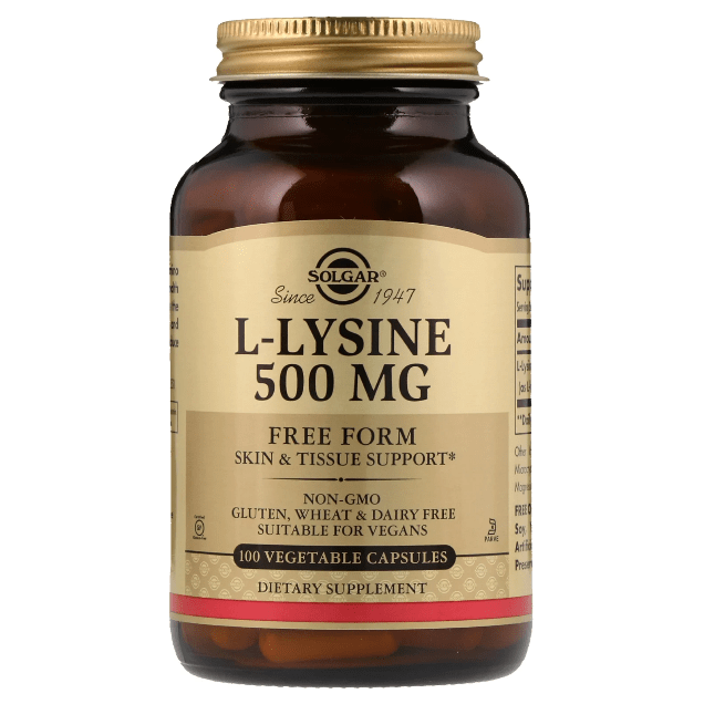 Solgar L-Lysine 500 mg dietary supplement in 100 vegetable capsules, natural vitamins and supplements by Pasteur Pharmacy