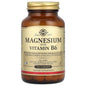 Solgar Magnesium with Vitamin B6 supplement bottle containing 250 tablets, featuring white label and blue cap.