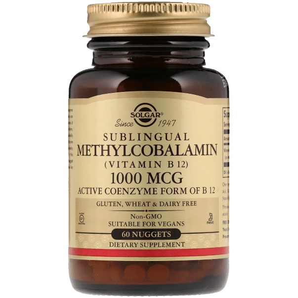 Solgar Methylcobalamin Vitamin B12 1000mcg supplements in 30 nuggets, natural vitamin B12 supplement from Pasteur Pharmacy.