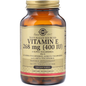 Solgar Vitamin E 268 mg (400 IU) alpha softgels in bottle, dietary supplement for skin and immune health