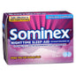 Sominex Nighttime Sleep-Aid Original Formula tablets in a bottle, herbal supplement for better sleep, from Pasteur Pharmacy.