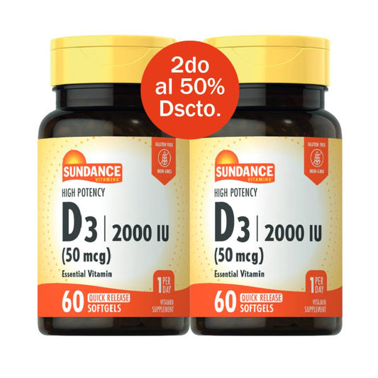Sundance D3 2000 IU quick release softgels from Pasteur Pharmacy, vitamin supplement for immune support.
