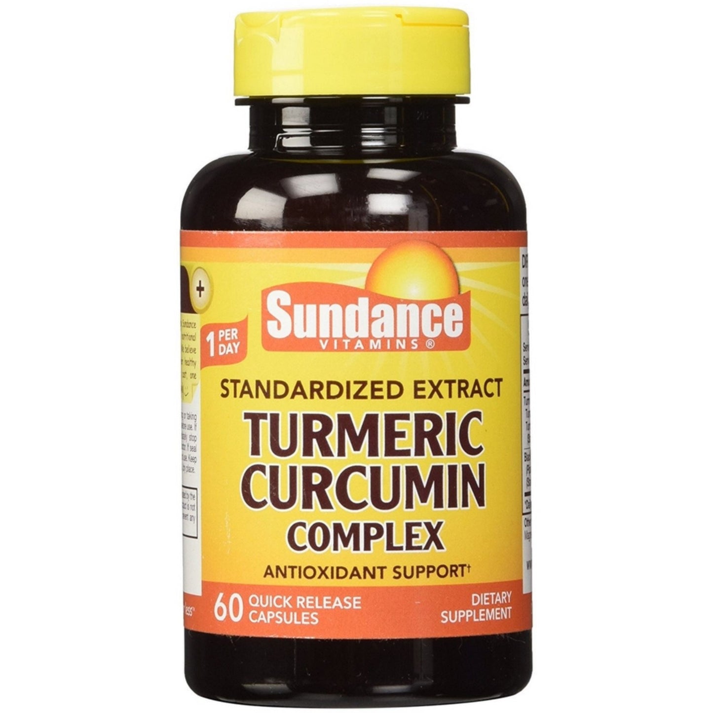 Sundance® Turmeric Curcumin Complex capsules in a bottle, dietary supplement for joint and overall health