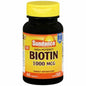 Sundance Vitamins 1000 mcg high potency biotin supplement in a bottle of 60 tablets, ideal for hair and skin health.