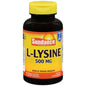 Sundance Vitamins 500 mg L-Lysine coated caplets, dietary supplement in blister pack, designed for immune support and health.