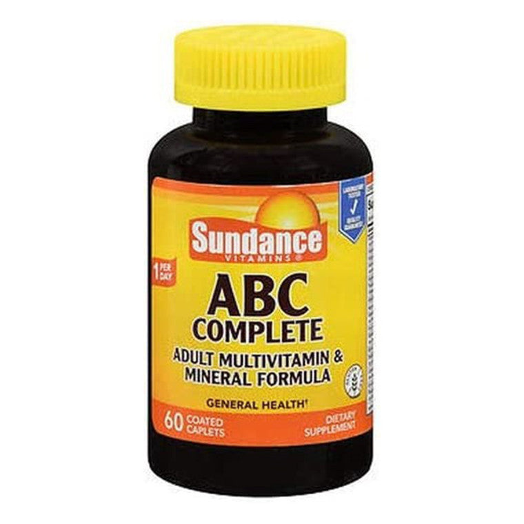 Sundance Vitamins ABC Complete adult multivitamin and mineral coated caplets in a bottle, dietary supplement for daily health support