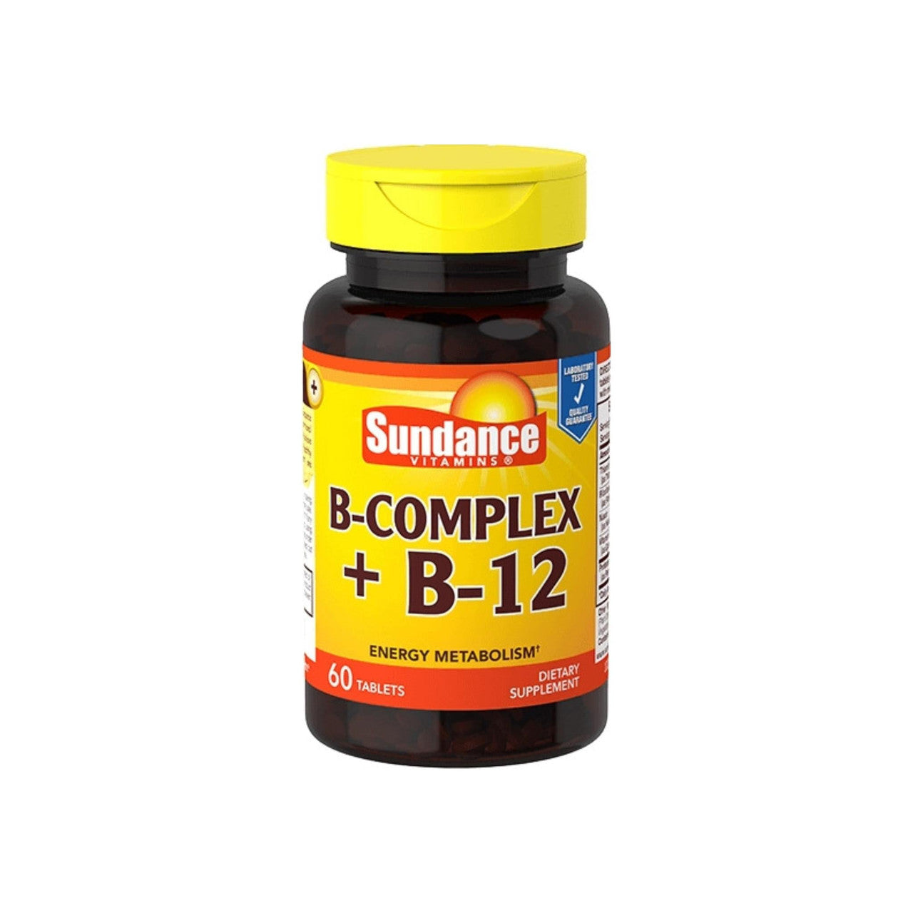 Sundance Vitamins B-Complex + B-12 supplement in a bottle of 60 tablets, natural vitamins and supplements from Pasteur Pharmacy.
