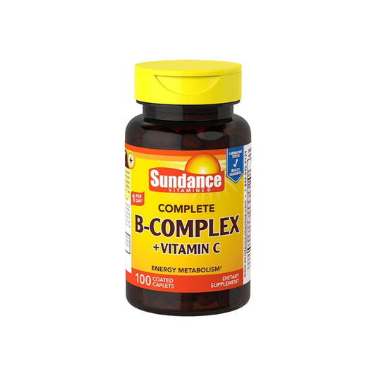 Sundance Vitamins Complete B-Complex and Vitamin C coated caplets, dietary supplement, 100 count, from Pasteur Pharmacy.