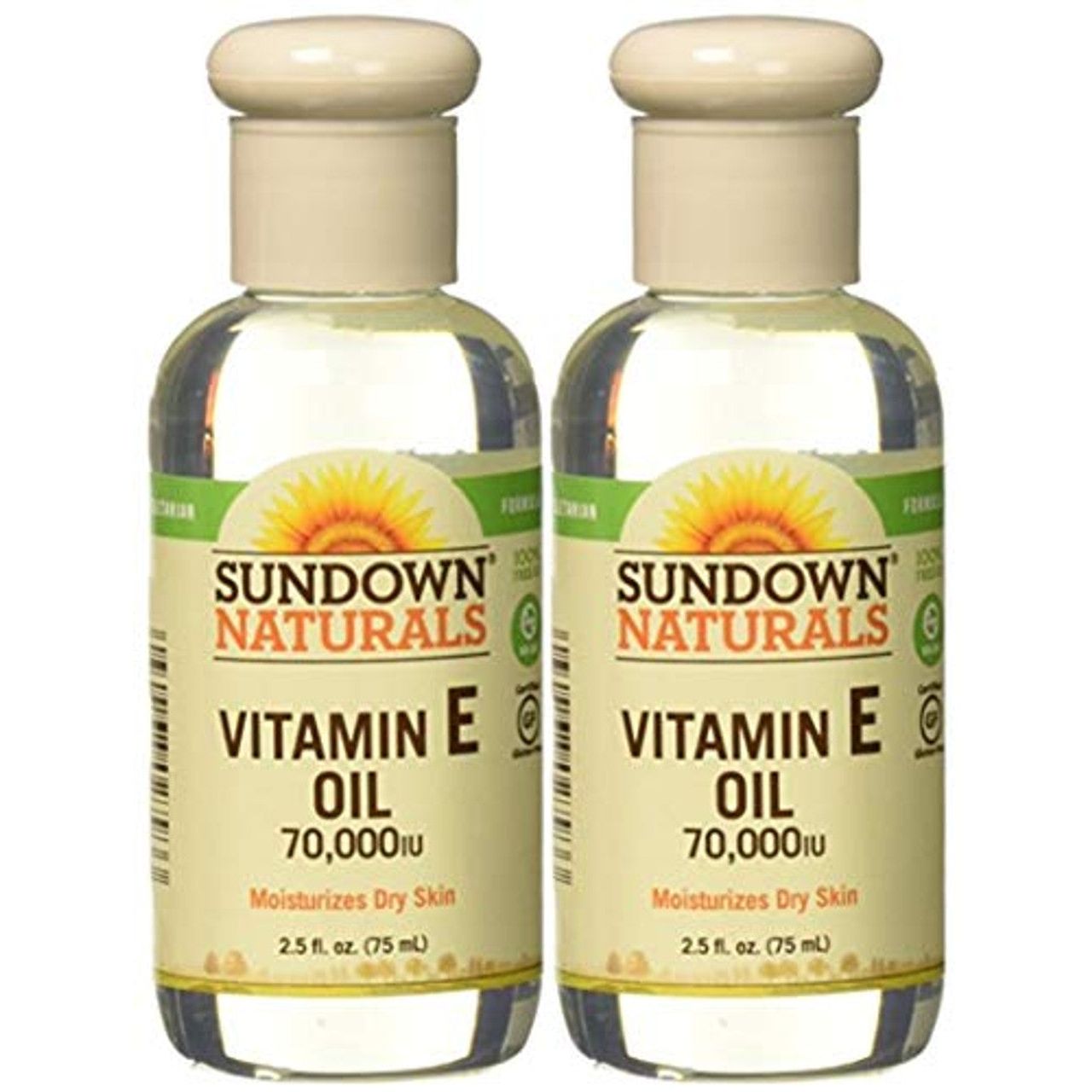 Sundown Naturals Vitamin E Oil in 2.5 fl oz bottle, natural vitamin E supplement for skin and health benefits.