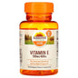 Sundown Naturals Vitamin E softgels 180 mg (400 IU) in a bottle, dietary supplement for skin and antioxidant support.
