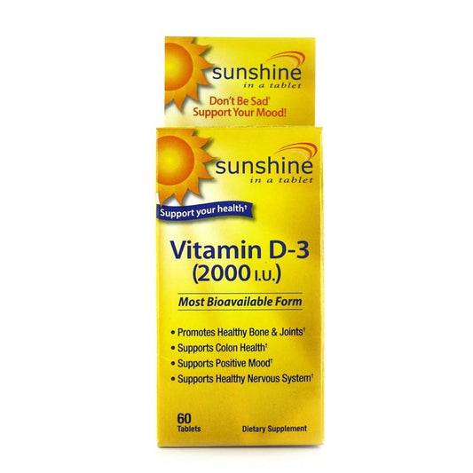 Pasteur Pharmacy Sunshine Vitamin D3 2000U tablets in blister pack, dietary supplement for healthy bones and immune support.