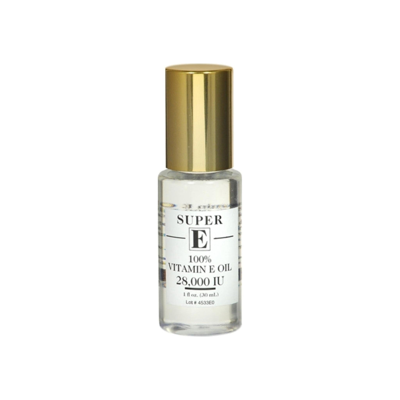 Super E 100 Vitamin E Oil from Pasteur Pharmacy in a 1 oz bottle, showing the amber glass container with the label.