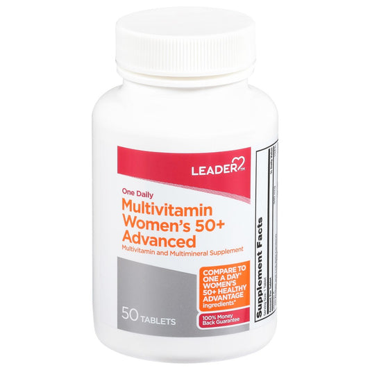 The Leader Multivitamin Advanced for Men 50+ tablets from Pasteur Pharmacy, dietary supplement with multivitamins and minerals.