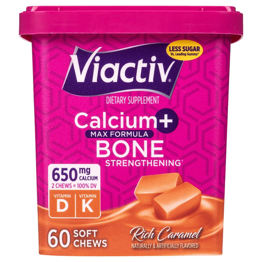 Viactiv Calcium and Bone Strengthening Soft Chews in rich caramel flavor, 60 count, dietary supplement by Pasteur Pharmacy