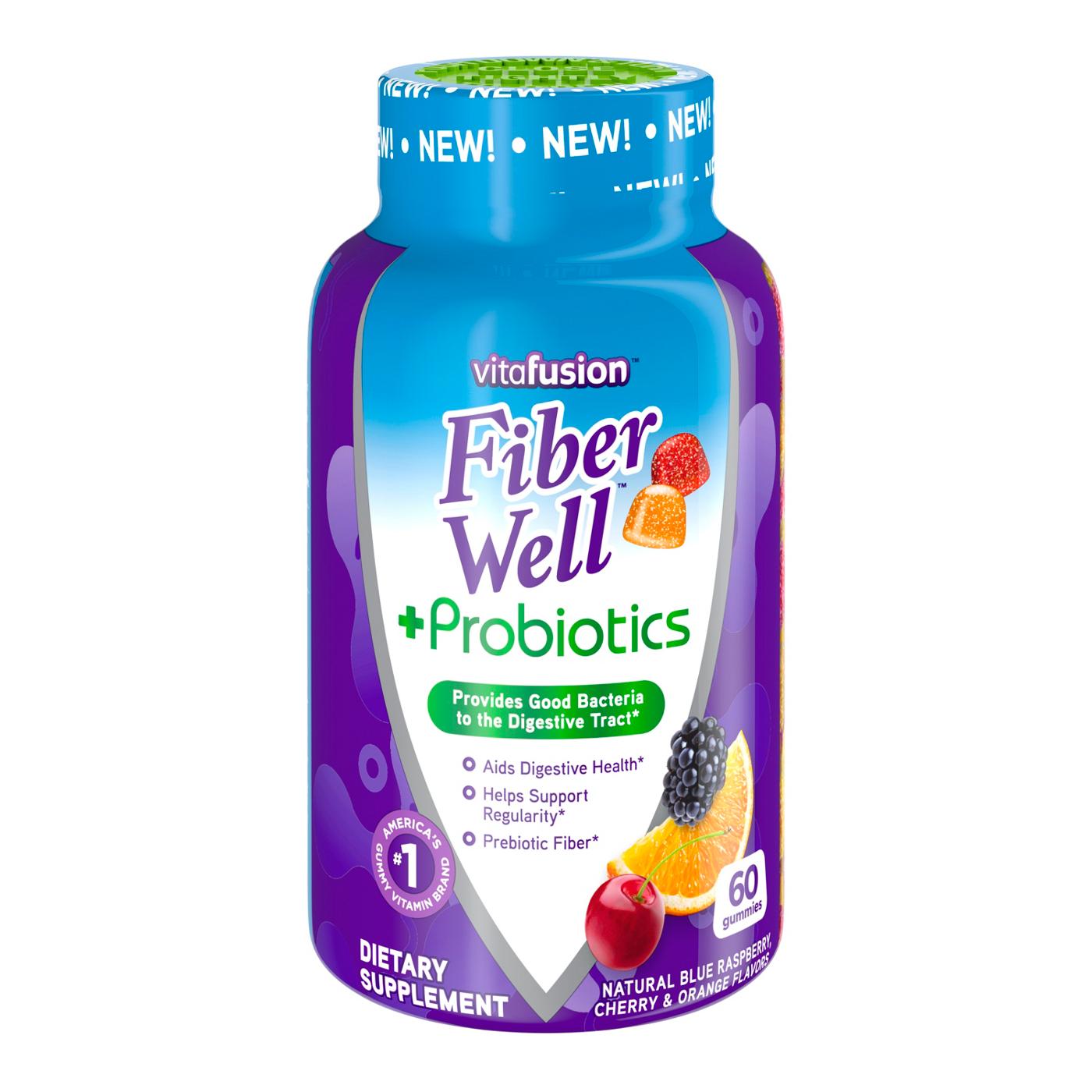 Vitamin and supplement bottle from Vitafusion, with 60 chewable gummies for immune support and wellness.
