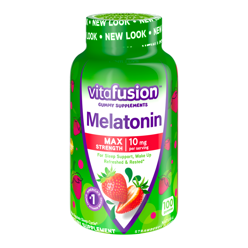 Vitafusion Melatonin Gummies for sleep support, natural dietary supplement in a bottle, from Pasteur Pharmacy.