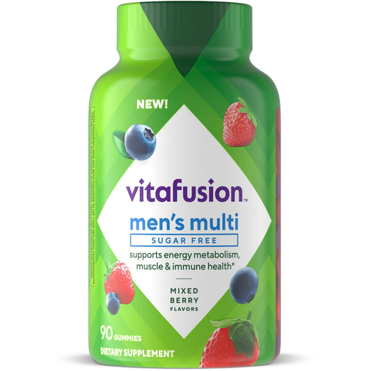 Vitafusion men's sugar free vitamin gummies in a bottle, dietary supplement for men's health, 90 count, vitamins and supplements.