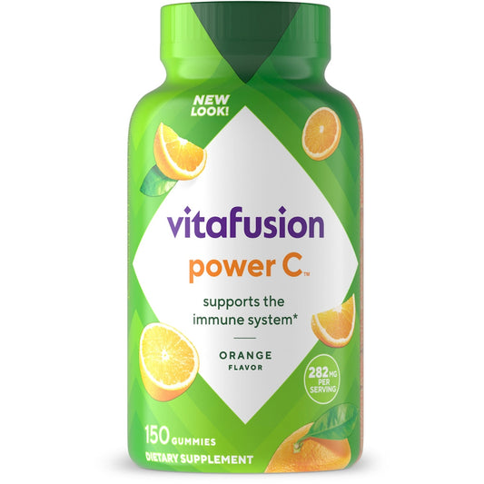 Vitamin C gummy vitamins by Vitafusion for immune support, orange flavor, in a colorful bottle, from Pasteur Pharmacy.
