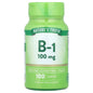 Vitamin B-1 100 mg tablets from Pasteur Pharmacy, 100-count unit dose supplement showing tablets in blister pack.