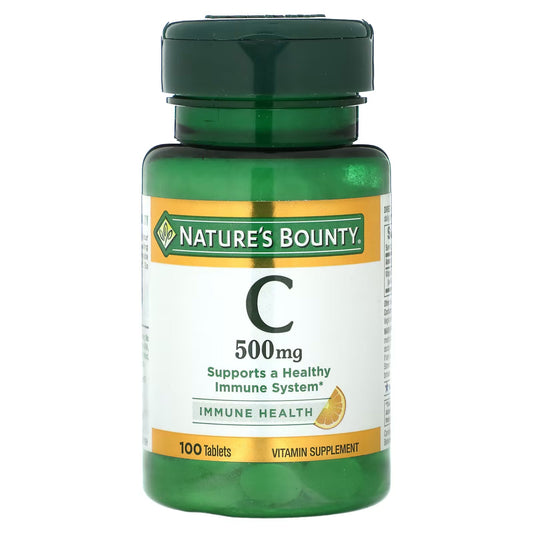 Vitamin C tablets 500 mg in blister pack from Pasteur Pharmacy, 100-unit dose supplement for immune support.