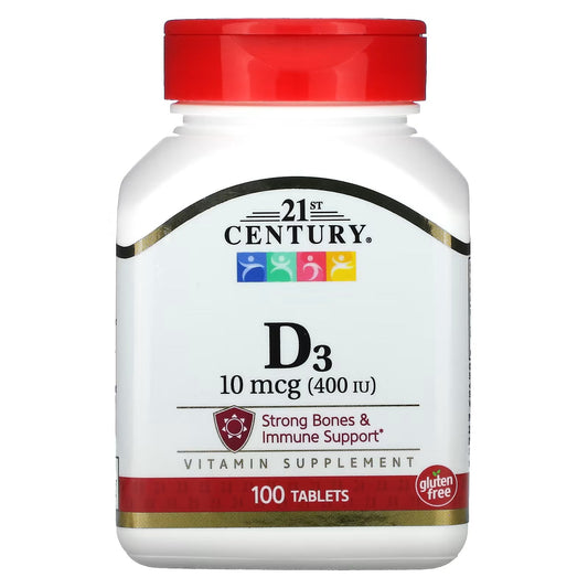 Pasteur Pharmacy Vitamin D3 10 mcg (400 IU) tablets, 100-count unit dose bottles, dietary supplement for bone health
