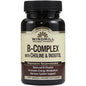 Bottle of Windmill B-Complex vitamins with choline and inositol tablets from Pasteur Pharmacy, containing 100 supplement tablets.