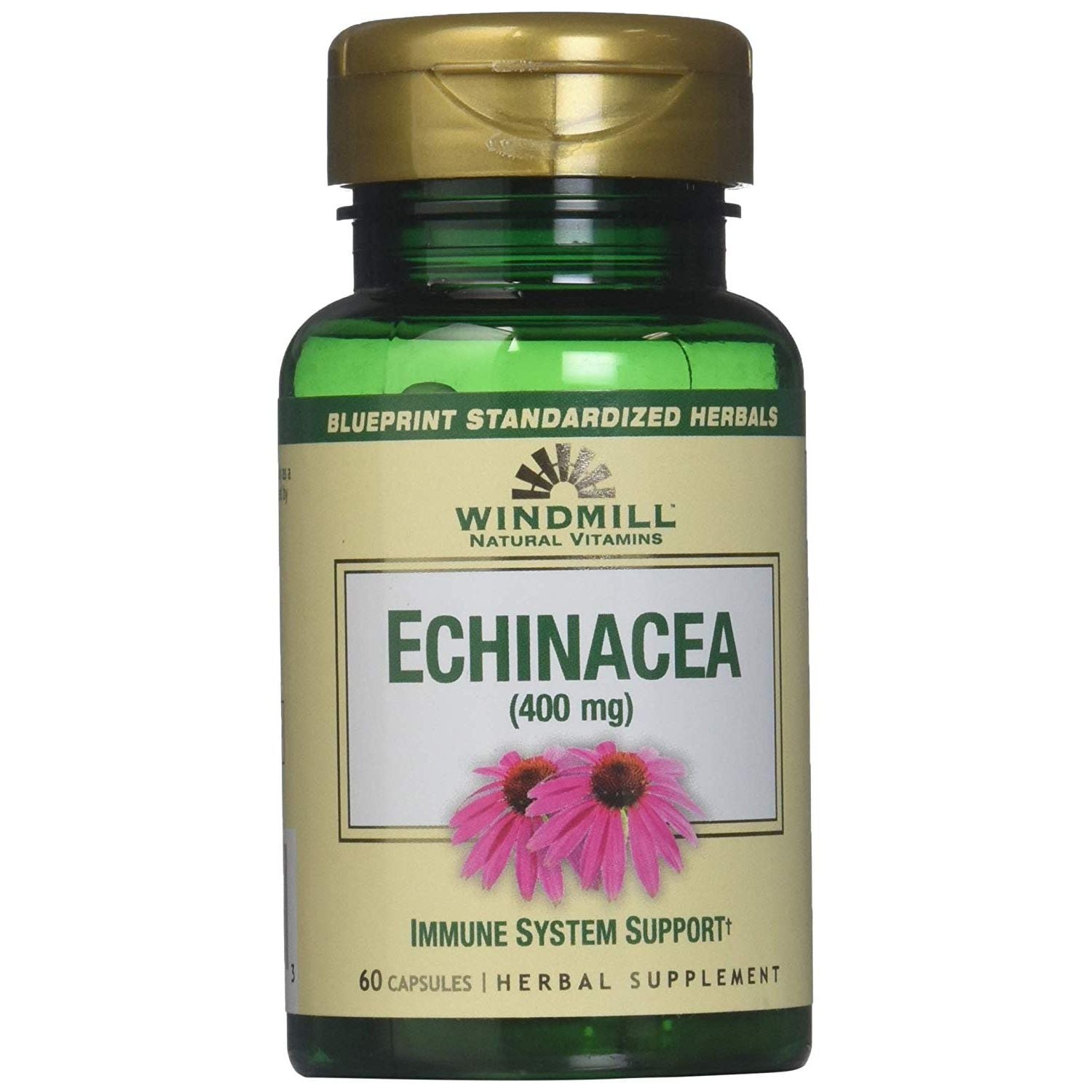 Windmill Echinacea Root 400 Mg capsules, dietary supplement by Pasteur Pharmacy, 60 capsules for immune support.