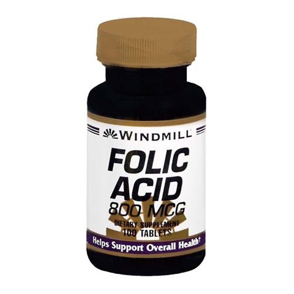 Windmill Folic Acid 800 mcg tablets from Pasteur Pharmacy, dietary supplement for prenatal health and overall wellness.