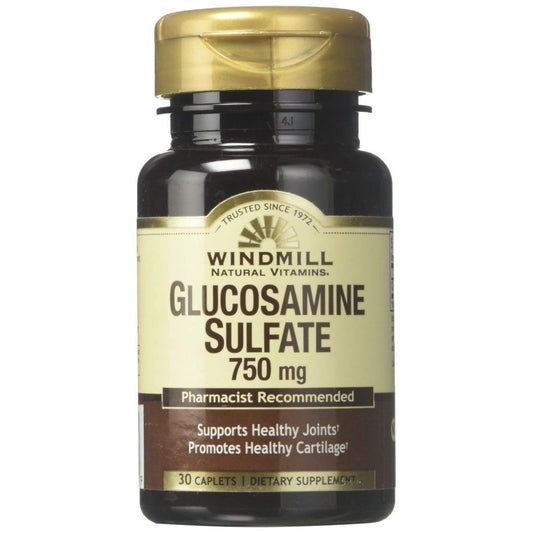 Windmill Glucosamine Sulfate 750 Mg caplets, dietary supplement for joint health, from Pasteur Pharmacy.