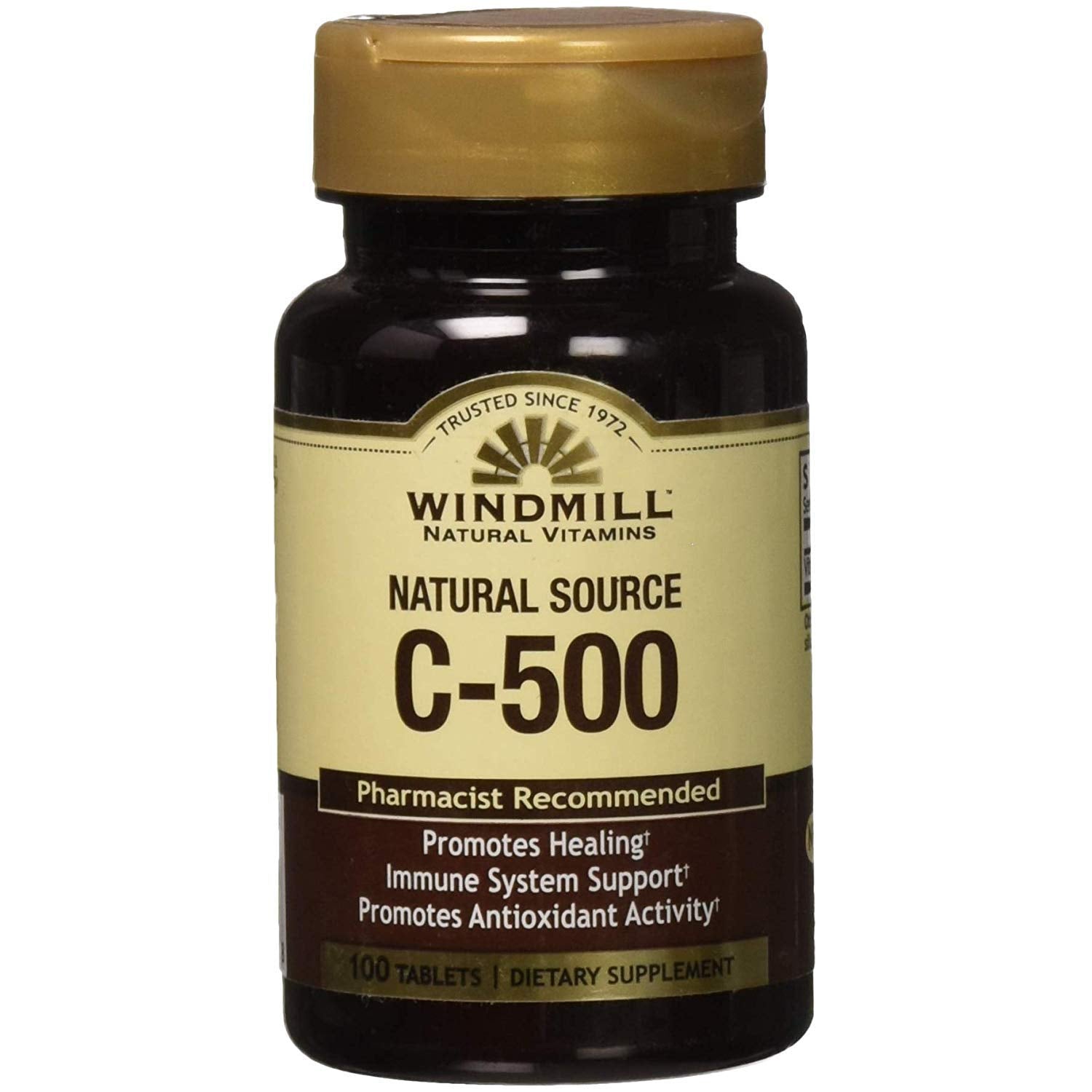 Windmill Natural Source Vitamin C-500 tablets from Pasteur Pharmacy, supplement for immune support and daily health.