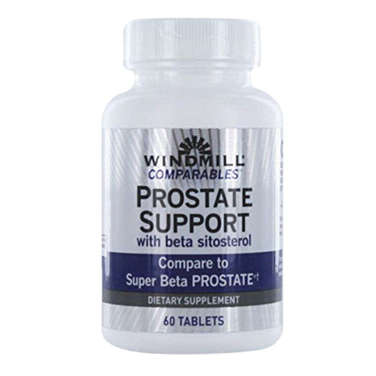 Windmill Prostate Support Tablets with Beta Sitosterol, dietary supplement by Pasteur Pharmacy, shown in blister pack.