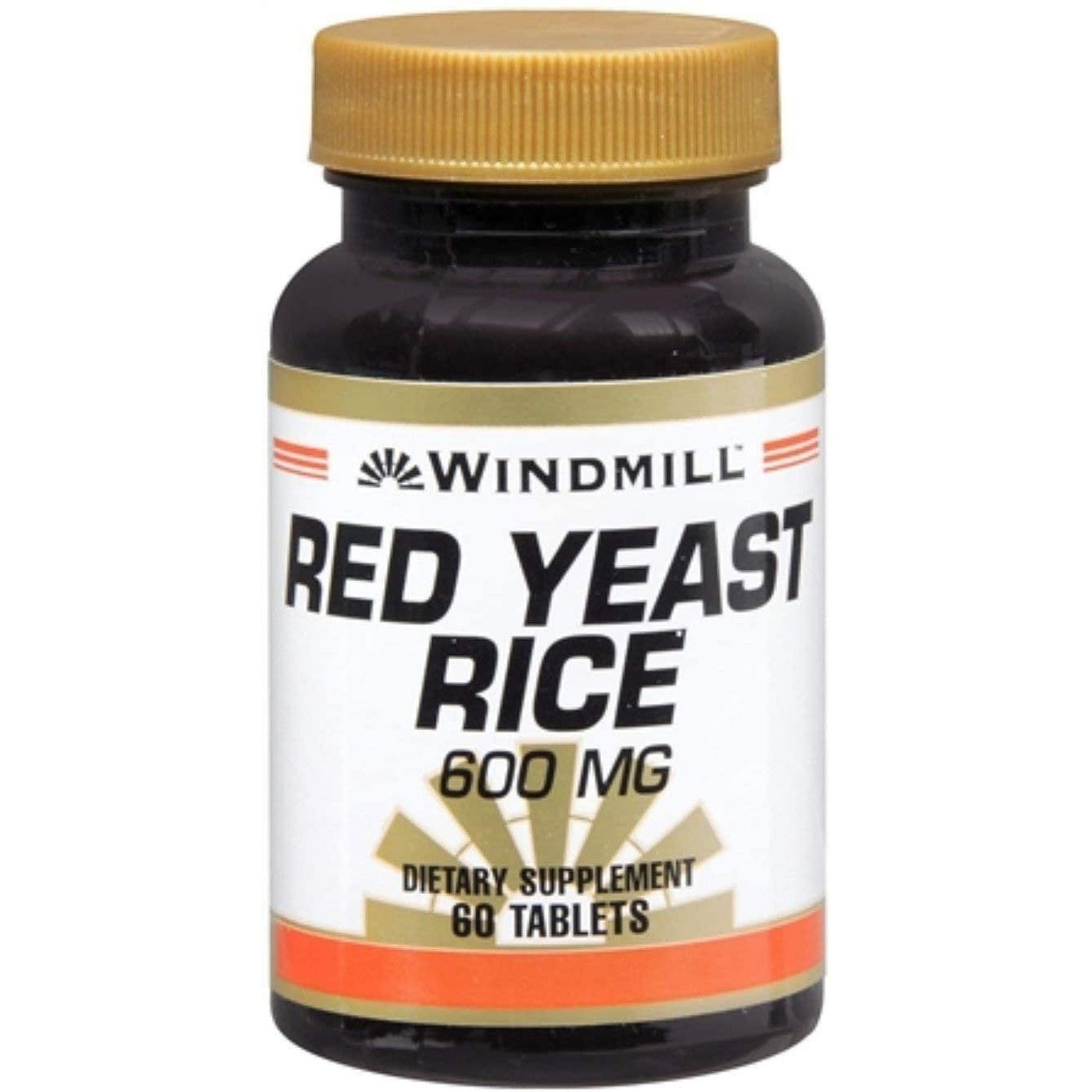 Bottle of Windmill Red Yeast Rice 600 mg supplement with 60 tablets, designed for natural cardiovascular support, by Pasteur Pharmacy.