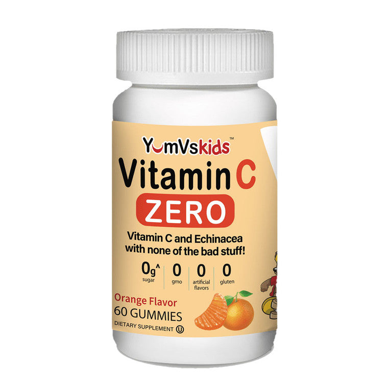 Yum-Vs Vitamins Vitamin C Echinacea Zero Gummies for Kids in natural orange flavor, chewable vitamin supplement by Pasteur Pharmacy