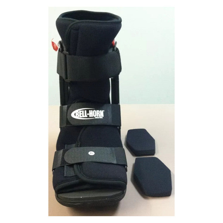 Bell Horn SmoothStep ankle walker in small size, gray plastic boot with adjustable straps, designed for foot support and immobilization.