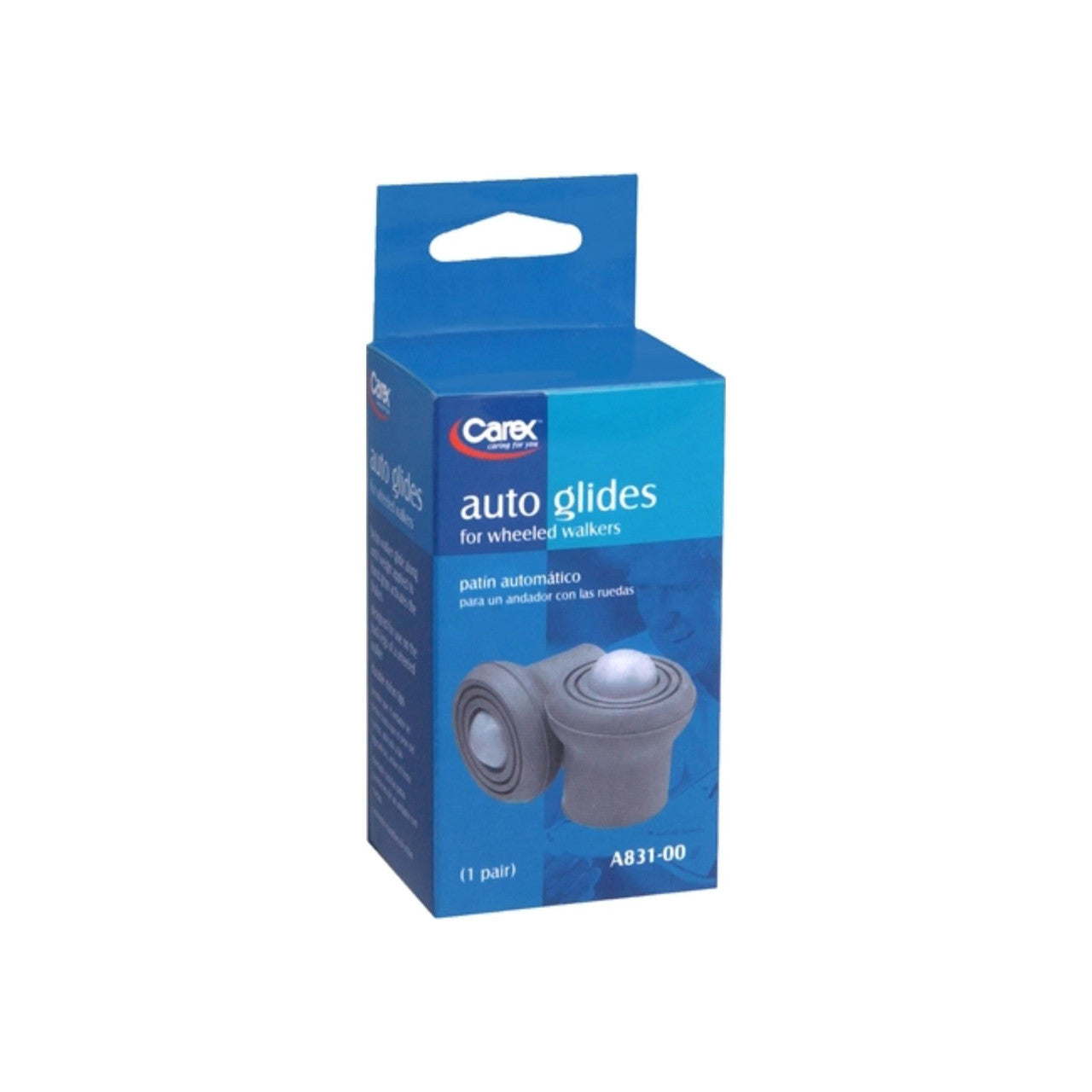 Pair of Carex Auto Glides for wheeled walkers, designed to improve mobility and ease movement for users.