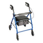 Carex Classics rolling walker in metallic blue with sturdy frame, hand brakes, and four wheels for mobility assistance.