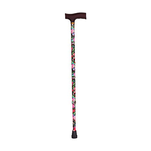 DMI lightweight adjustable floral designer cane for walkers, featuring a colorful floral pattern and ergonomic handle.