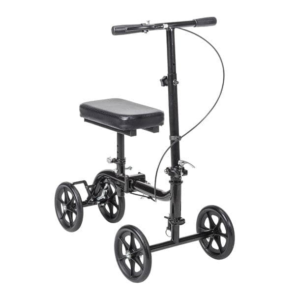 Drive Medical Folding Knee Walker 790 Series, a portable mobility aid with a sturdy frame and comfortable knee rest.