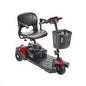 Drive Medical Scout 3-wheel travel scooter with red and blue body and 20Ah extended range battery, designed for mobility.